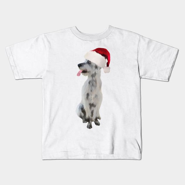 Funny Irish wolfhound In Santa Hat Kids T-Shirt by NikkiBear67